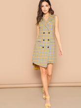 Load image into Gallery viewer, Double Breasted Glen Plaid Tank Dress