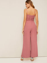 Load image into Gallery viewer, Guipure Lace Insert Wide Leg Maxi Tank Jumpsuit