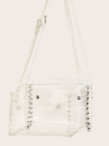 Studded Decor Clear Crossbody Bag