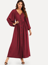 Load image into Gallery viewer, Bishop Sleeve Button Through Maxi Dress