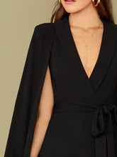 Load image into Gallery viewer, Shawl Collar Self Belted Cape Blazer  Dress