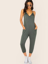 Load image into Gallery viewer, French Terry Racerback Sleeveless V-Neck Jumpsuit