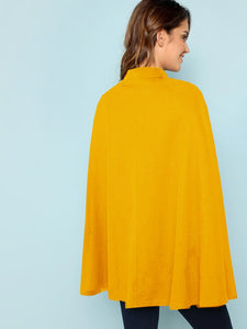 Double Button Mock Poncho Coat