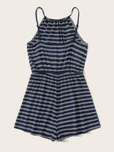 Load image into Gallery viewer, Blouson Waist Striped Halter Romper