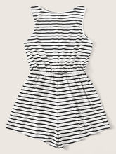 Load image into Gallery viewer, Button Half Placket Tie Front Striped Romper