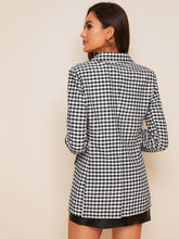 Load image into Gallery viewer, Notch Collar Double Breasted Gingham Blazer