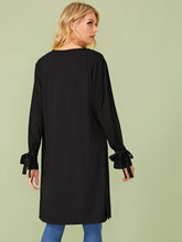 Load image into Gallery viewer, Open Front Knot Sleeve Solid Coat