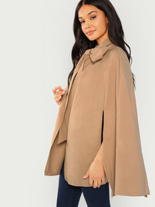 Slit Back Tied Front Cape Coat