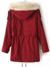 Load image into Gallery viewer, Yellow Fur Hooded Zipper Embellished Fleece Inside Military Coat