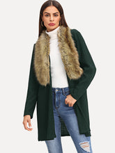 Load image into Gallery viewer, Open Front Faux Fur Neckline Coat