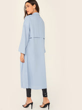 Load image into Gallery viewer, Notch Collar Open Front Button Detail Trench Coat