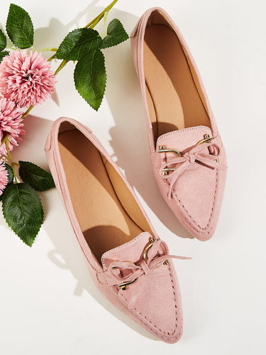 Point Toe Bow Decor Flats