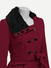 Load image into Gallery viewer, Contrast Faux Fur Collar Double Layered Hem Coat