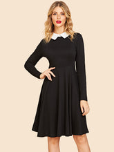 Load image into Gallery viewer, 50s Contrast Collar Skater Dress