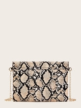 Load image into Gallery viewer, Twist Lock Snakeskin Print Chain Bag