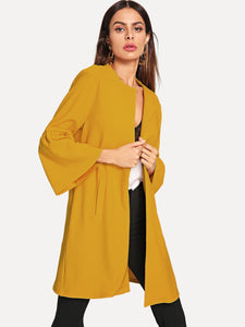 Flounce Sleeve Open Front Coat