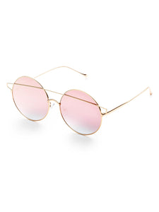 Silver Double Bridge Round Sunglasses