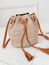 Load image into Gallery viewer, Tassel Decor Woven Bag With Drawstring