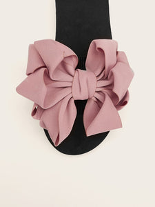 Bow Decor Open Toe Sliders