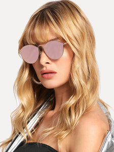 Mirror Lens Metal Frame Sunglasses