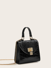 Load image into Gallery viewer, Metal Lock Decor Croc Embossed Satchel Bag