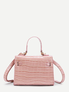 Crocodile Print PU Shoulder Bag