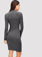 Load image into Gallery viewer, Mock Neck Heathered Knit Dress