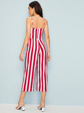 Load image into Gallery viewer, Bow Front Wide Leg Striped Cami Jumpsuit