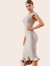 Load image into Gallery viewer, Adyce Zip Back One Shoulder Fishtail Hem Bodycon Dress