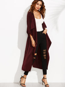 Rolled Up Sleeve Split Back Self Tie Outerwear