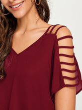 Load image into Gallery viewer, V-neck Laddering Cutout Shoulder Top