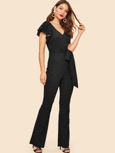 Load image into Gallery viewer, 70s Layered Sleeve Belted Flare Leg Jumpsuit