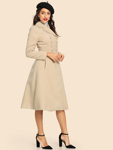 Double Button Notched Longline Coat