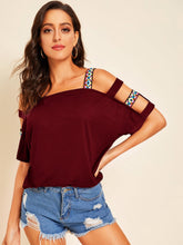 Load image into Gallery viewer, Cut-out Shoulder Top With Aztec Strap