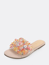 Load image into Gallery viewer, Jeweled Open Toe Band Flat Slide Sandals