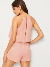 Load image into Gallery viewer, Split Back Blouson Halter Romper