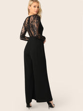 Load image into Gallery viewer, V-neck Lace Bodice Wide Leg Jumpsuit