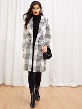 Load image into Gallery viewer, Self Tie Plaid Pocket Side Coat