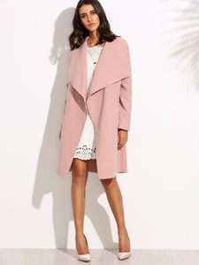 Drop Shoulder Drape Collar Wrap Coat