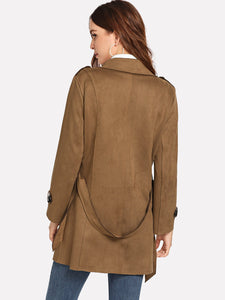 Plain Double Breasted Epaulette Coat