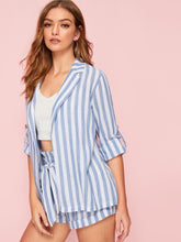 Load image into Gallery viewer, Notched Collar Vertical-stripe Blazer