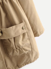 Load image into Gallery viewer, Fleece Lined Pocket Front Drawstring Parka Coat