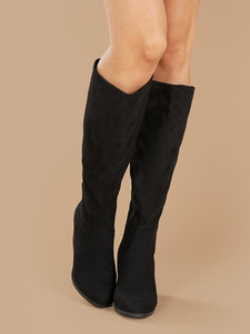 Plain Suede Knee High Boots