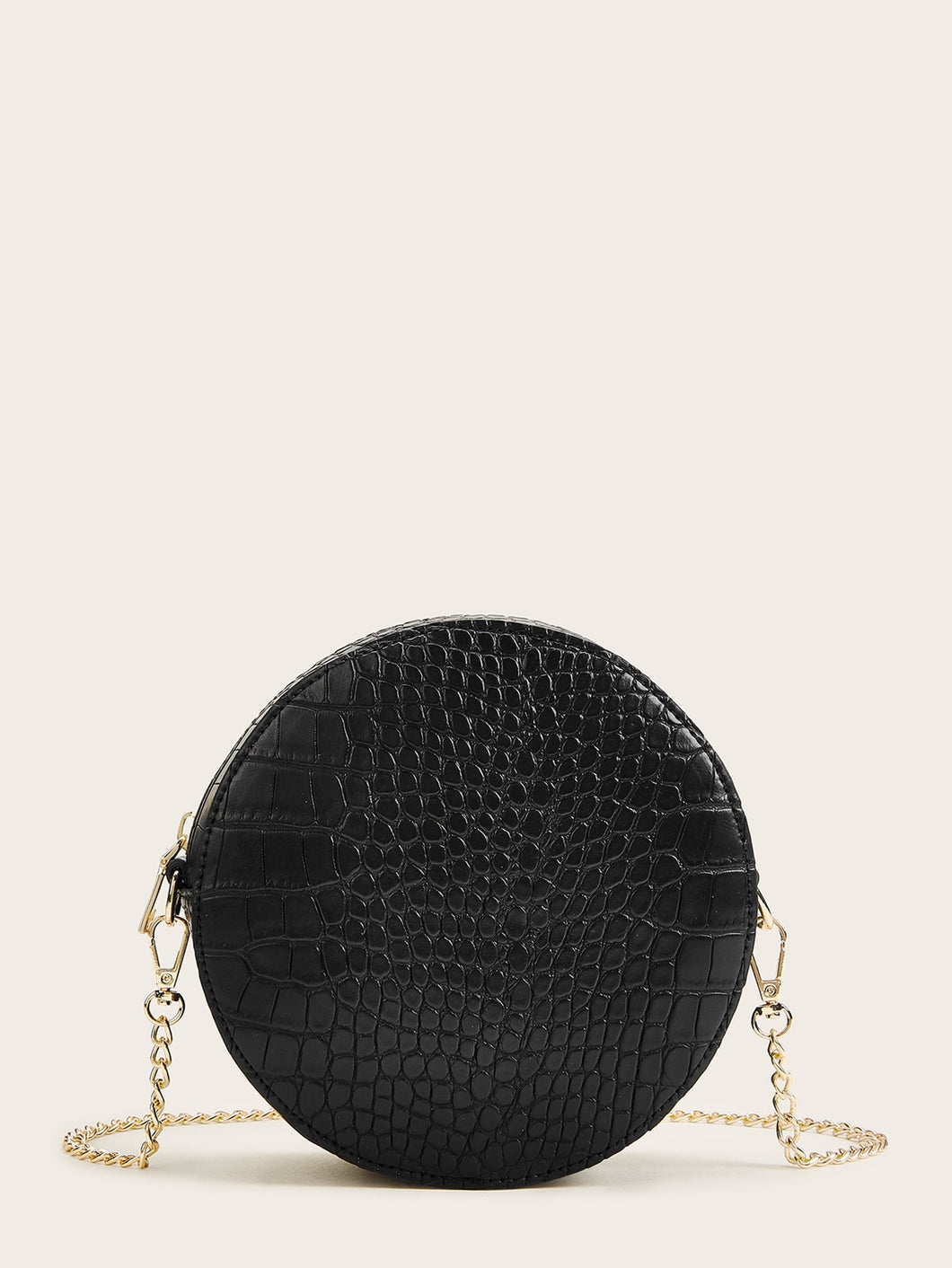 Croc Embossed Chain Round Crossbody Bag