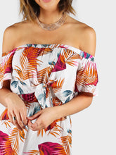 Load image into Gallery viewer, Palm Leaf Layered Knot Front Open Back Romper