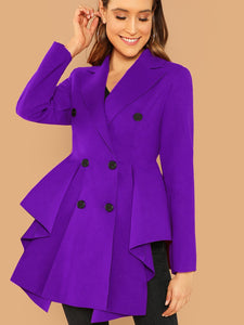 Double Breasted Asymmetric Flared Skirt Coat