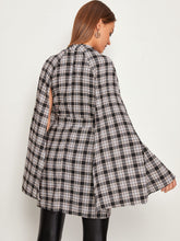 Load image into Gallery viewer, Self Tie Plaid Cape Outerwear