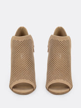 Load image into Gallery viewer, Open Toe Perforated Double V Side Slit Boots NATURAL