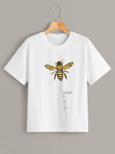 Bee & Letter Print Tee