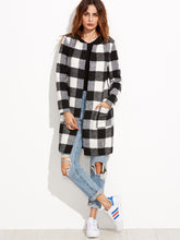 Load image into Gallery viewer, Checkered Open Front Collarless Coat